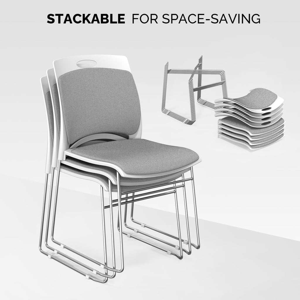 Grey Plastic Mesh Padded Stackable Chairs Set of 8 Z1896