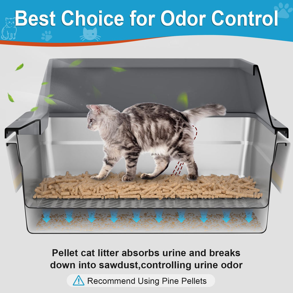 XXXL Stainless Steel Sifting Litter Box with Lid X72354
