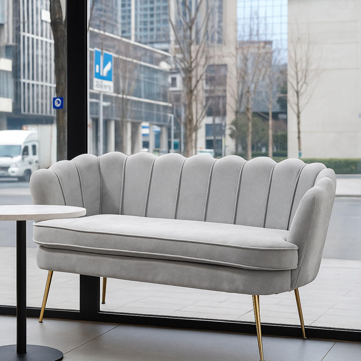 Light Grey Chenille 2-Seater Loveseat Sofa I873817