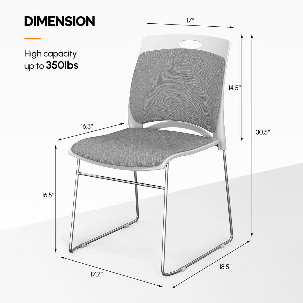 Grey Plastic Mesh Padded Stackable Chairs Set of 8 Z1896
