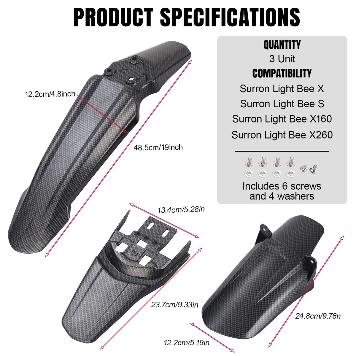 Black Front & Rear Fender Kit U436932