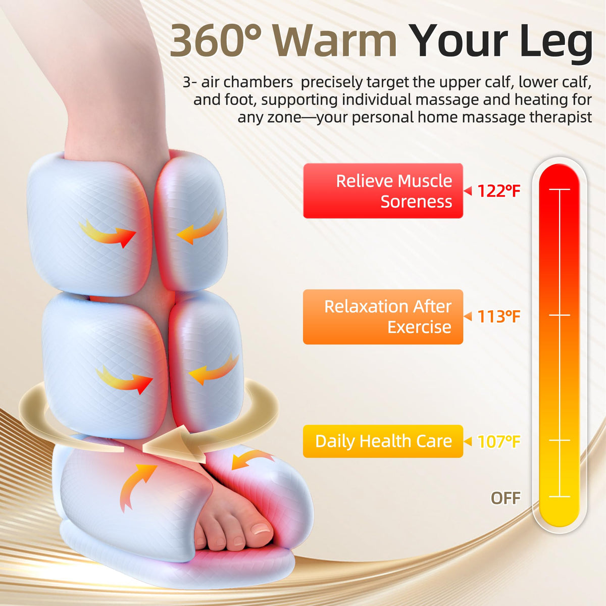Leg Compression Massager with Heat, Foot & Calf Massager Boots M6339