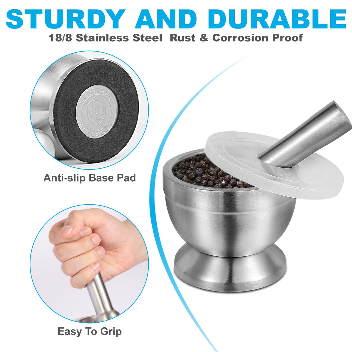 Mortar and Pestle Set Stainless Steel C9751
