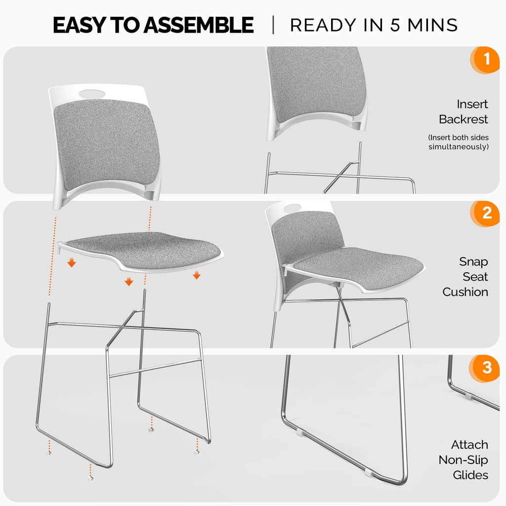 Grey Plastic Mesh Padded Stackable Chairs Set of 8 Z1896