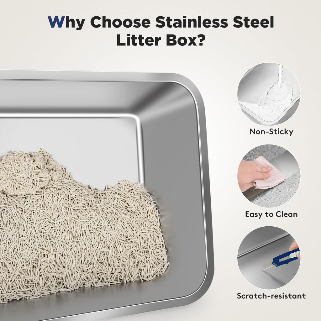Stainless Steel Enclosed Cat Litter Box with Lid X7362