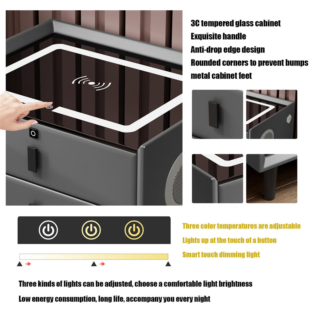 Pink 3 Drawer Nightstand with Charging Station P87251