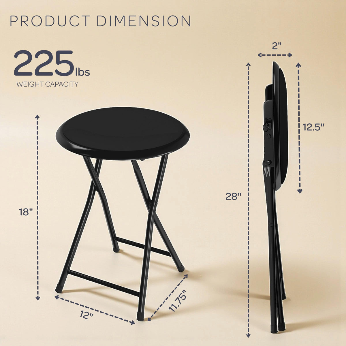 Folding Backless Stool 18-Inch 225lb Capacity J367778