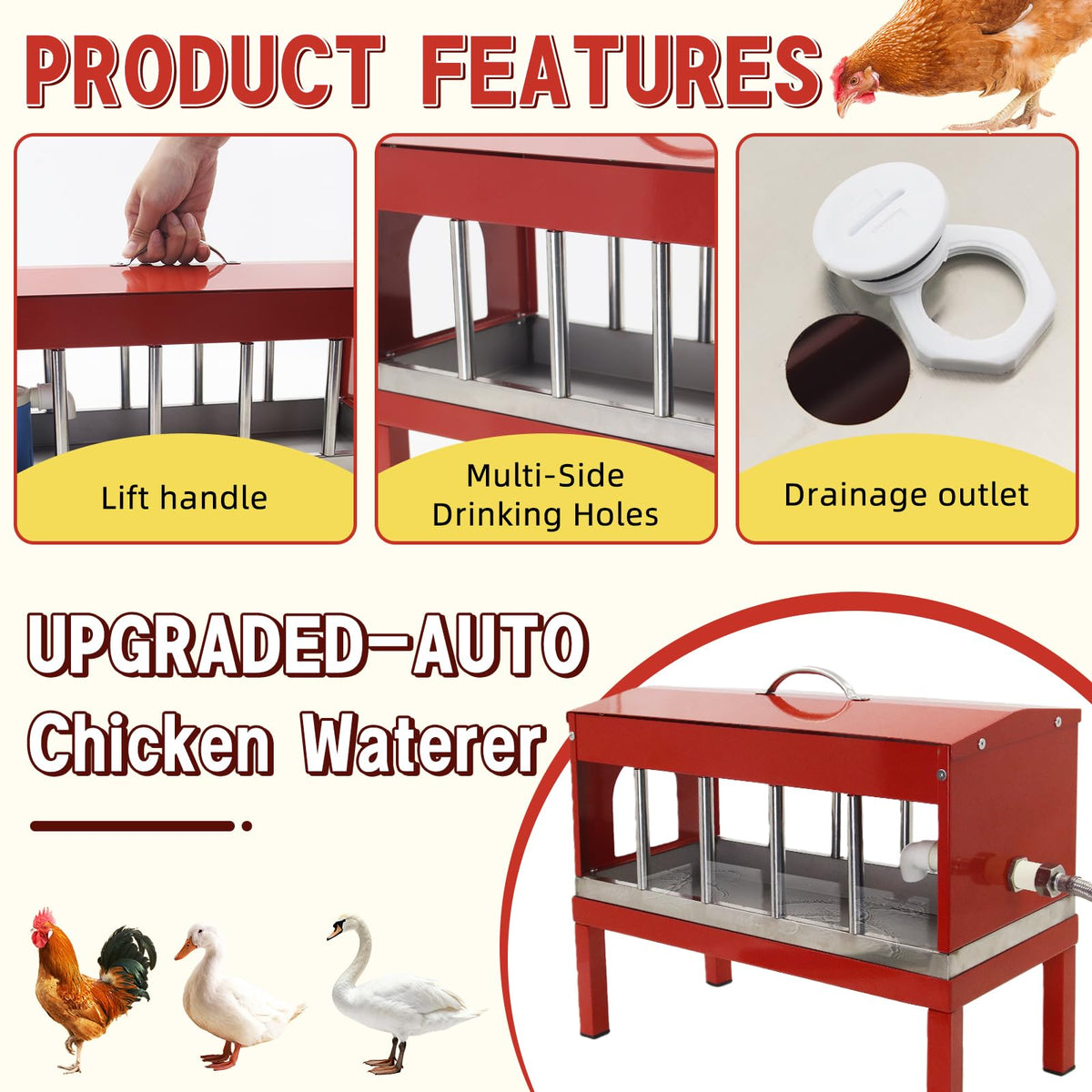 Automatic Chicken Waterer with Detachable Legs W341482