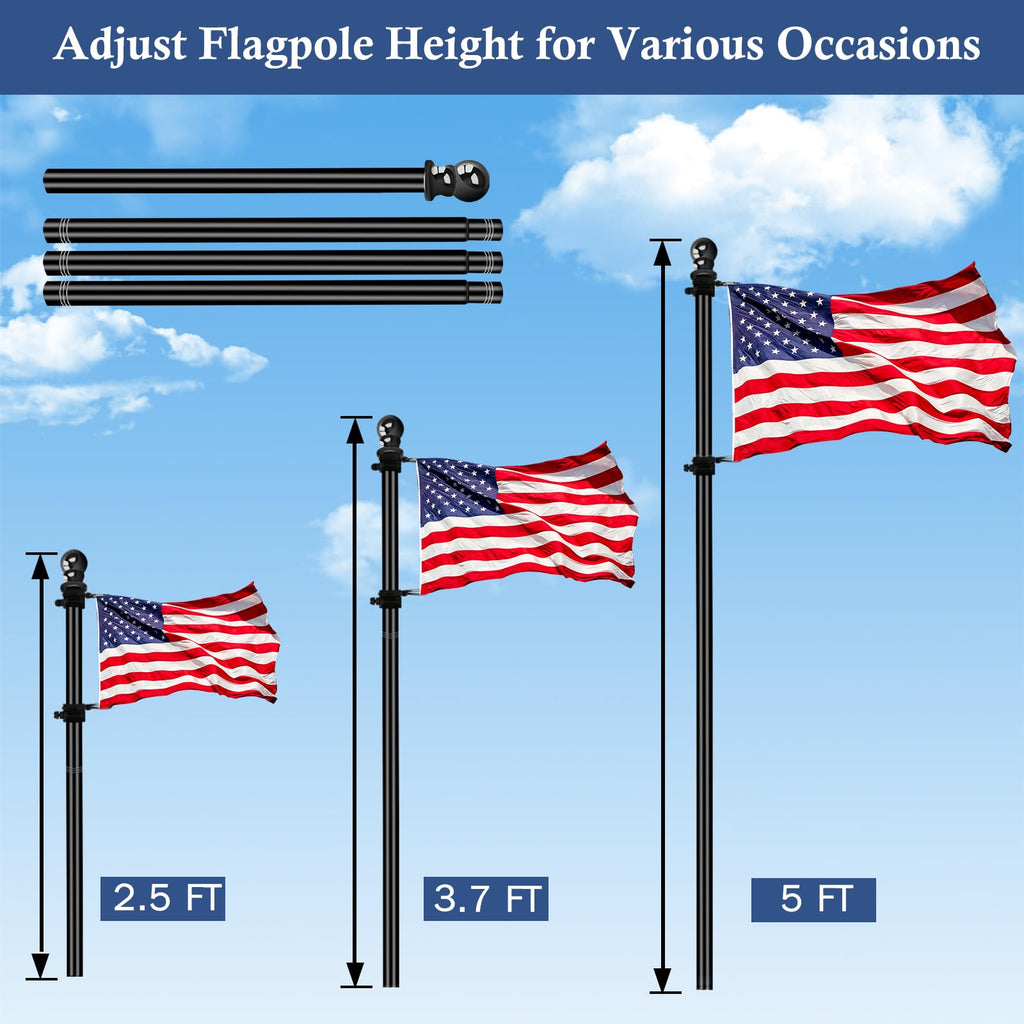 5FT Stainless Steel Wall Mounted Flag Pole Kit with Holder H66201