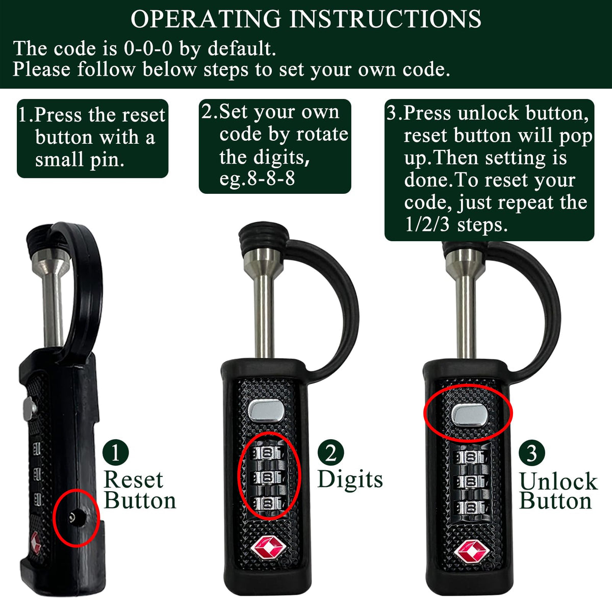 TSA Lock 3-Dial Combo Padlock 2 Pack K2754
