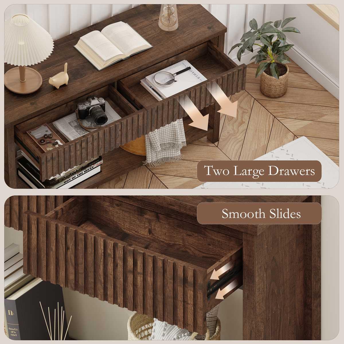 47" Fluted Console Table with Drawers S41095