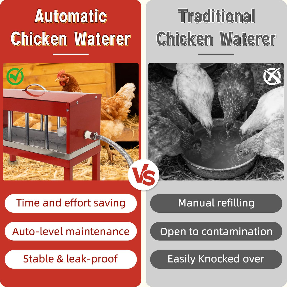 Automatic Chicken Waterer with Detachable Legs W341482