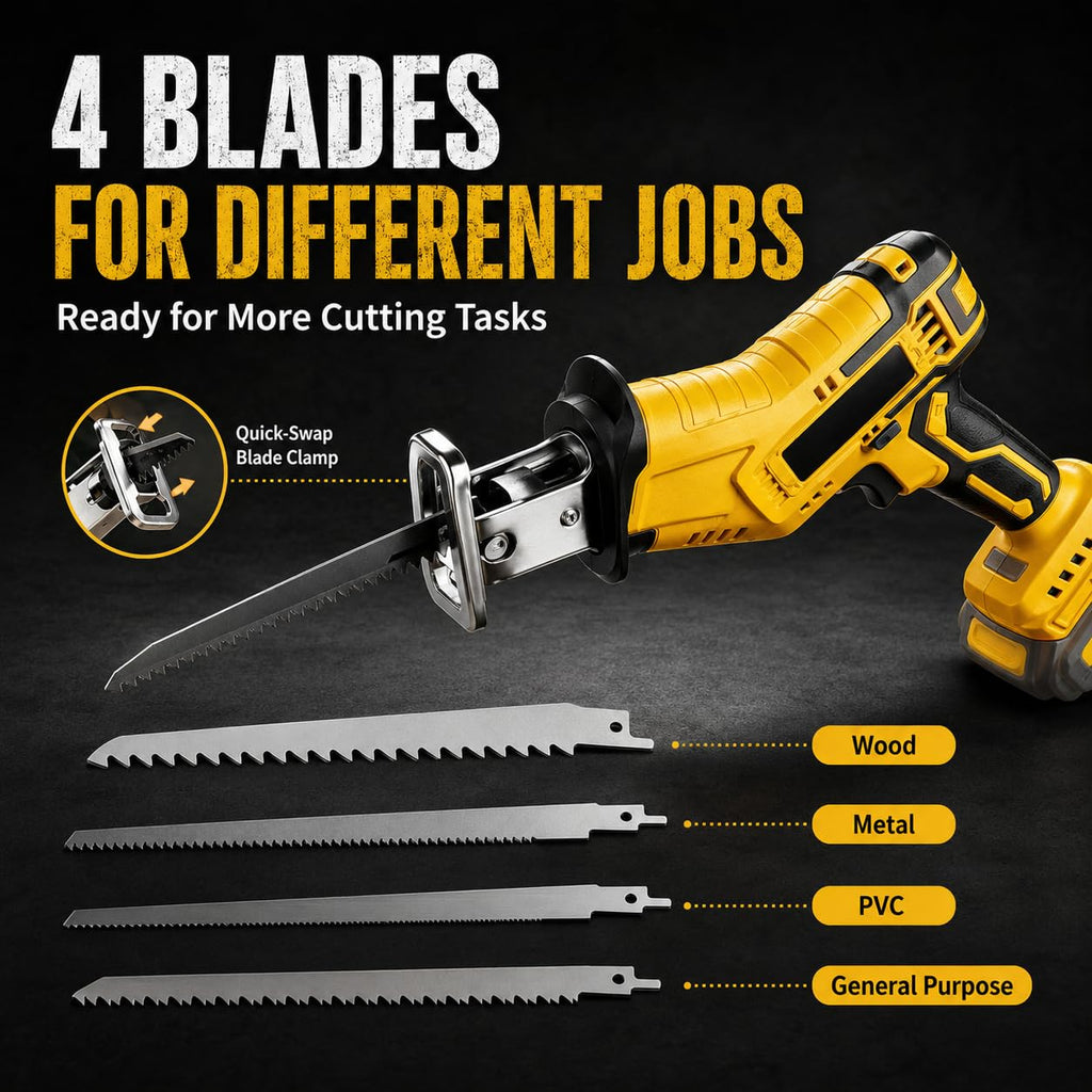 Cordless Reciprocating Saw with 4 Blades A67117