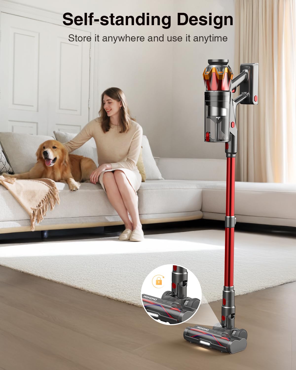 Cordless Stick Vacuum Cleaner 650W 55KPa Red Q5072