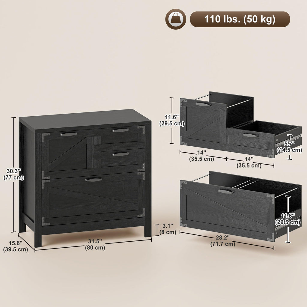 Black 4 Drawer File Cabinet W155361