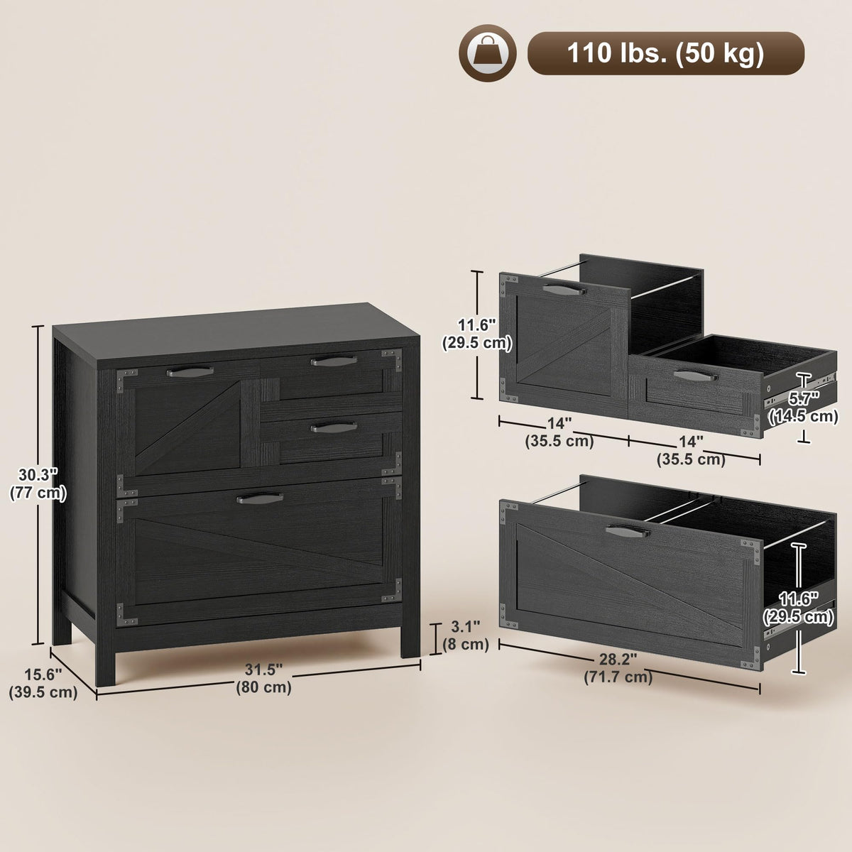 Black 4 Drawer File Cabinet W155361