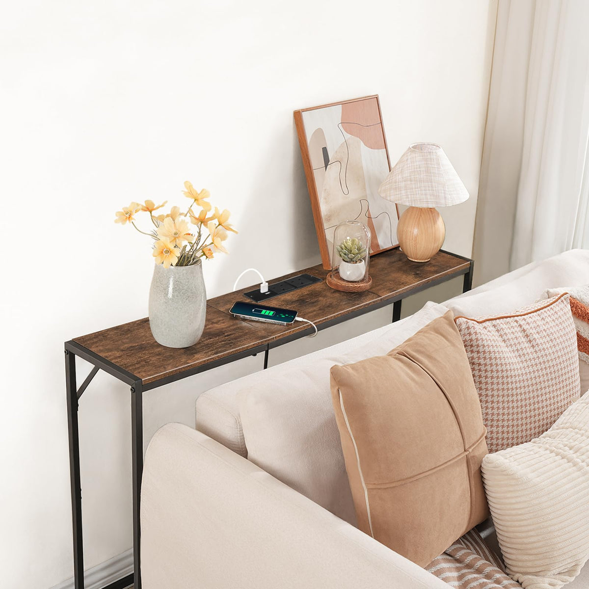 Narrow Sofa Table with Power Station X189