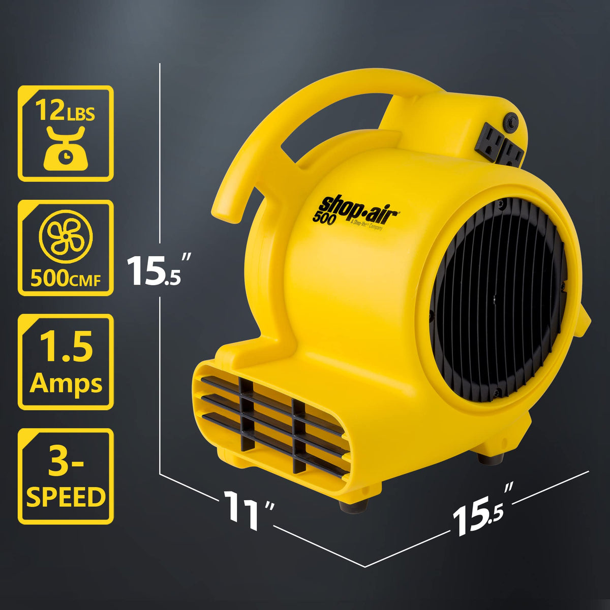 500 Max CFM Air Mover with Onboard Outlets Q430226