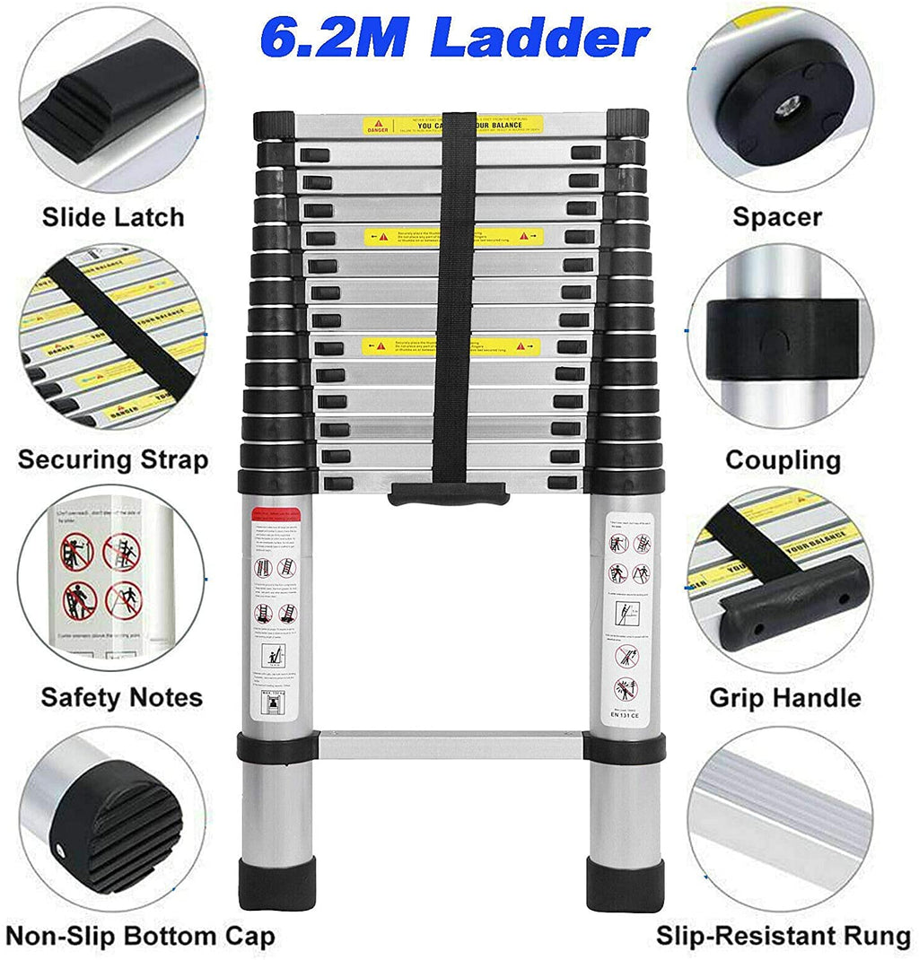 20FT Aluminum Telescoping Ladder 330 lbs Capacity D2579