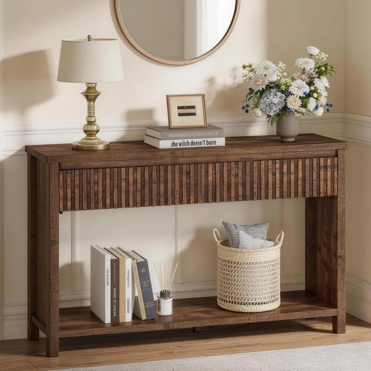 47" Fluted Console Table with Drawers S41095
