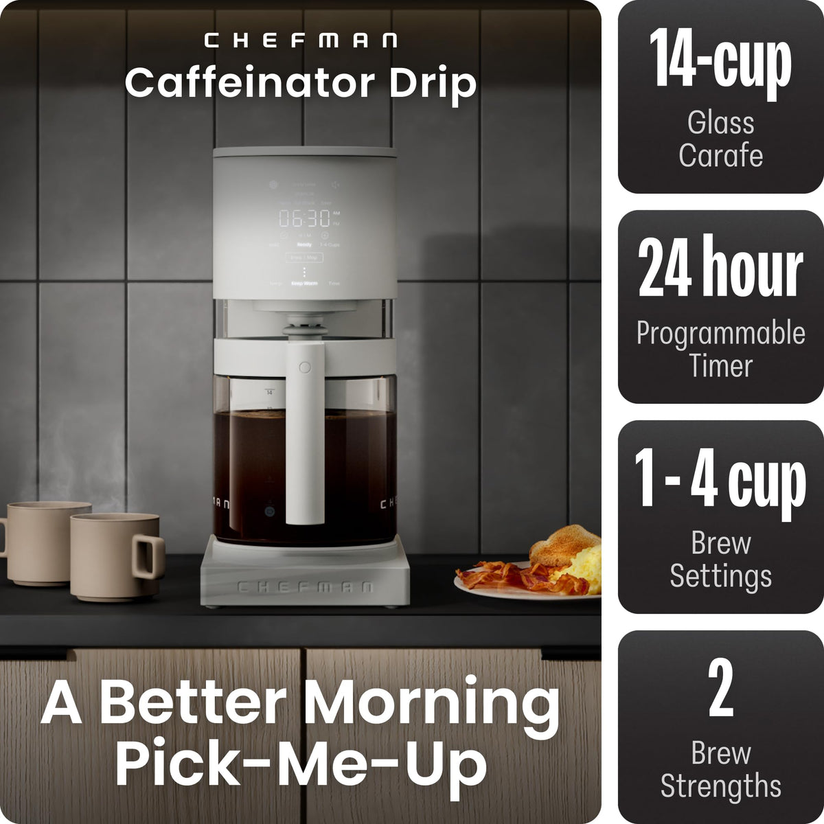 Programmable Drip Coffee Maker, 14-Cup Glass Carafe U460398