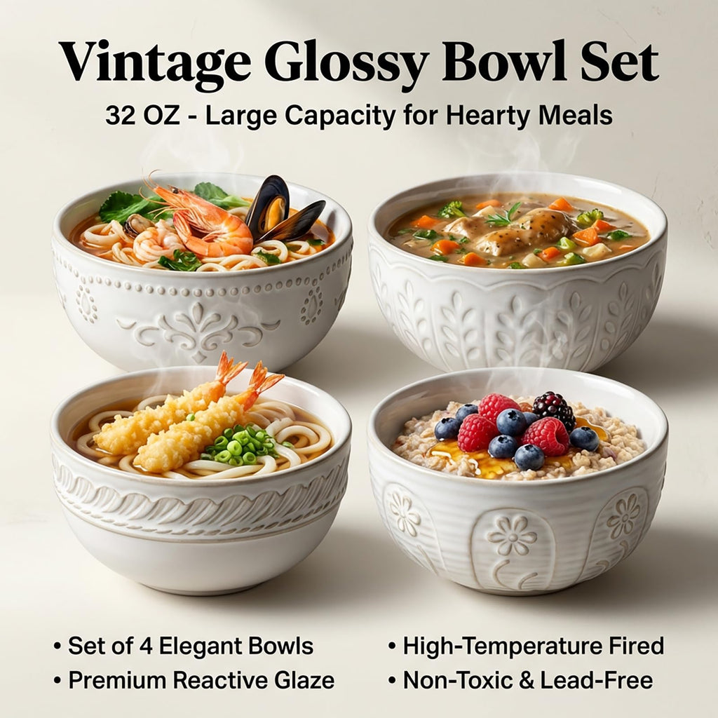 32 OZ Ceramic Soup Bowls Set of 4 Q921046