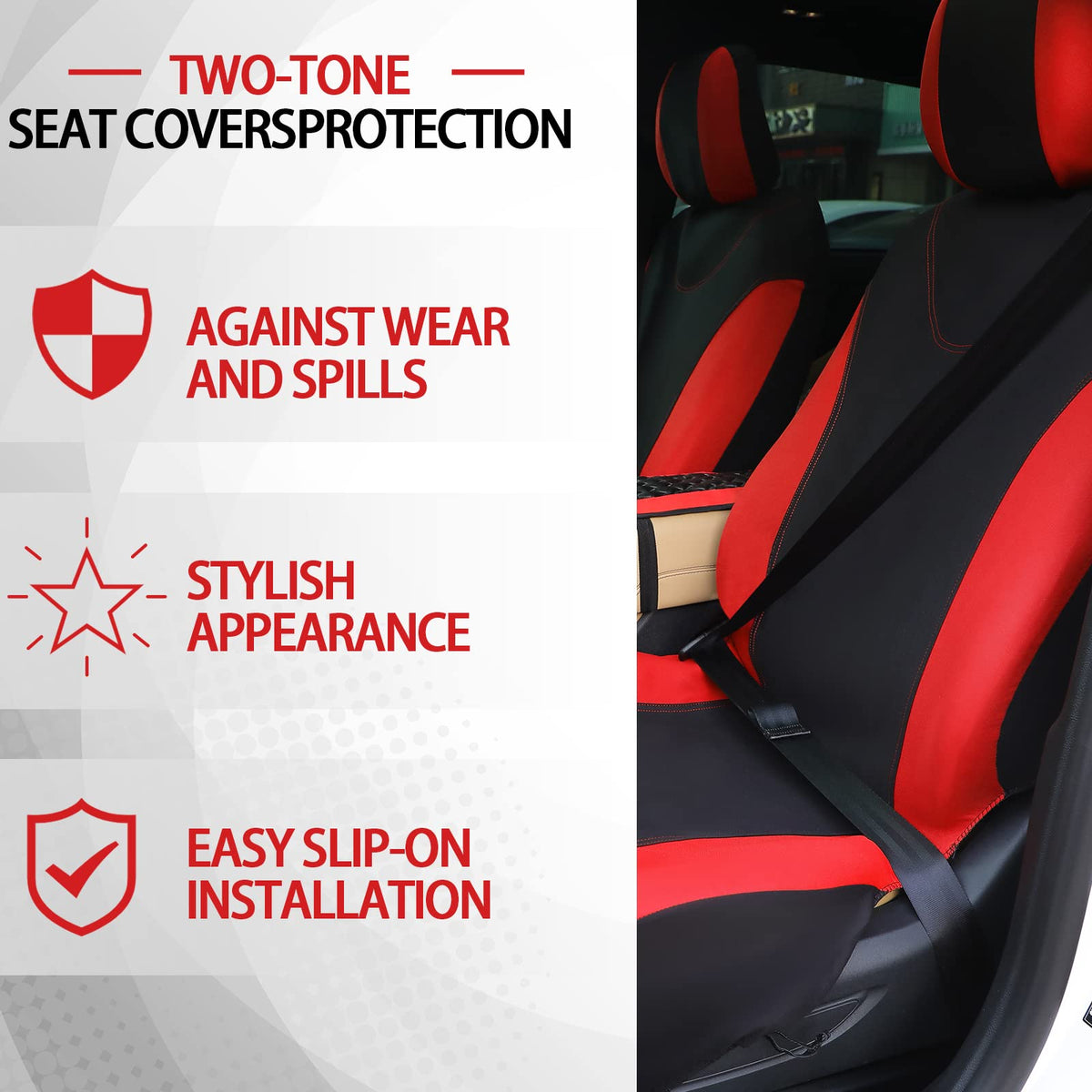 Red Black Car Seat Cover Full Set V222