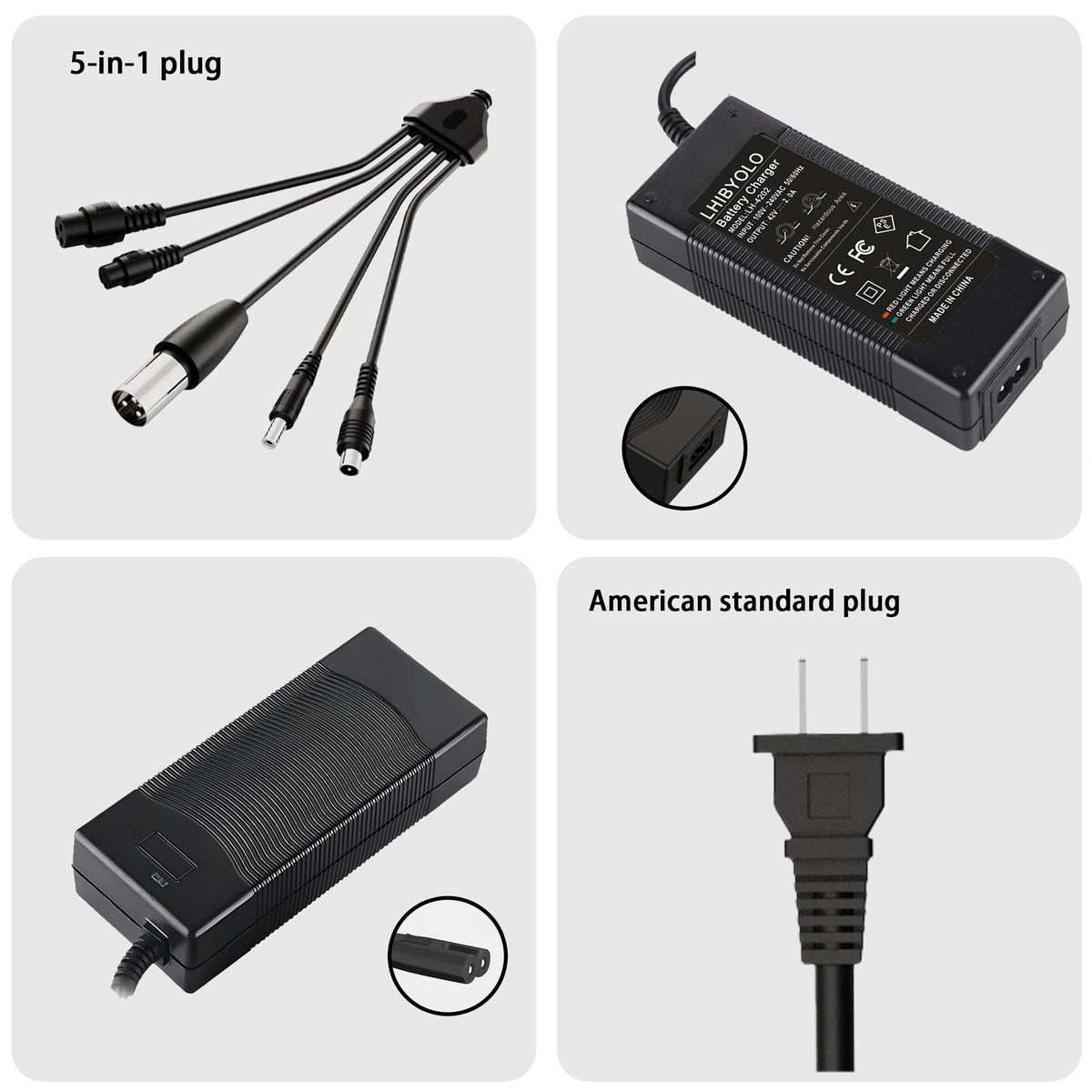 42V 2A Electric Scooter Battery Charger with XLR RCA & DC Plugs X51105