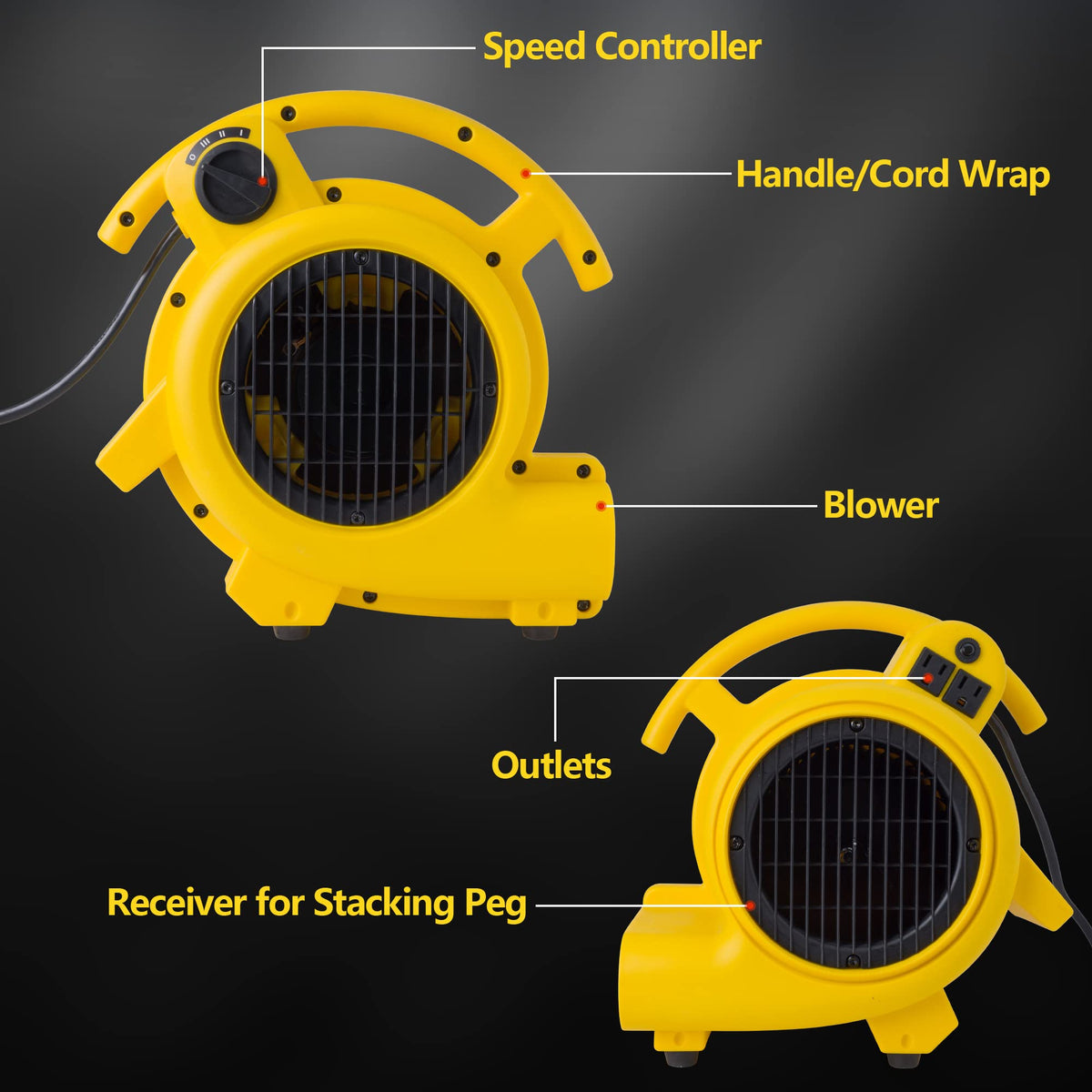 500 Max CFM Air Mover with Onboard Outlets Q430226