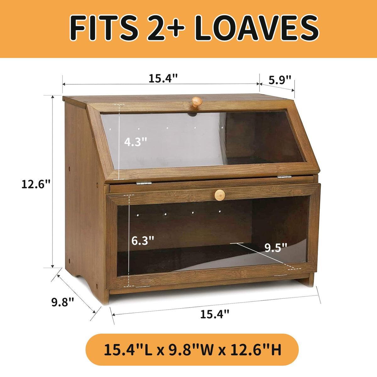 Double Layer Wooden Bread Box F6870
