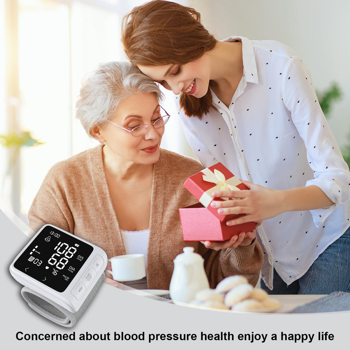 Wrist Blood Pressure Monitor with 2 Users Memory LCD Display P250374