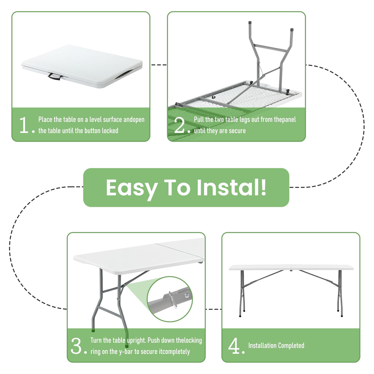 White Plastic Folding Table with Carry Handle N843435