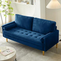 Navy Velvet 2-Seater Loveseat Sofa with Metal Legs G488294