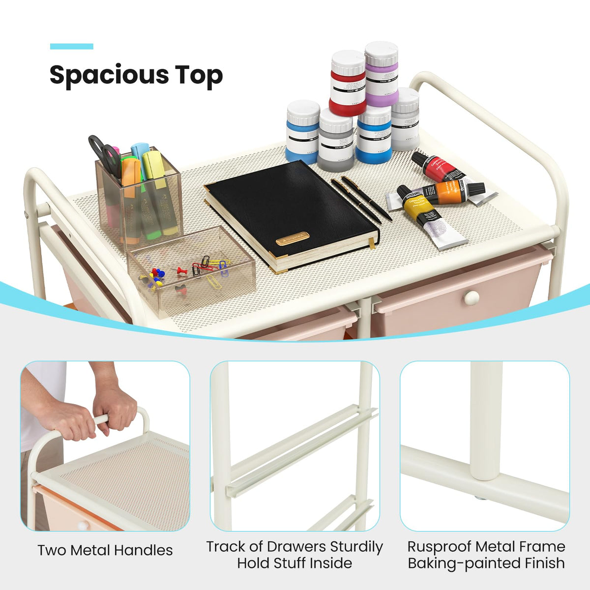 10 Drawer Rolling Storage Cart with Metal Frame W20717