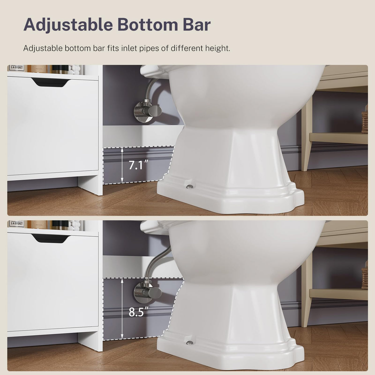 White Over the Toilet Storage Cabinet with 2 Removable Drawers D368