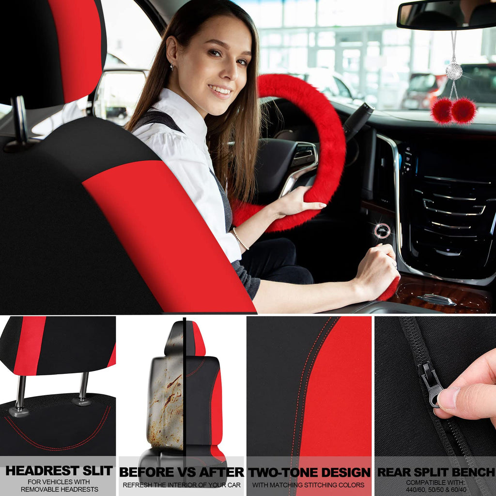 Red Black Car Seat Cover Full Set V222