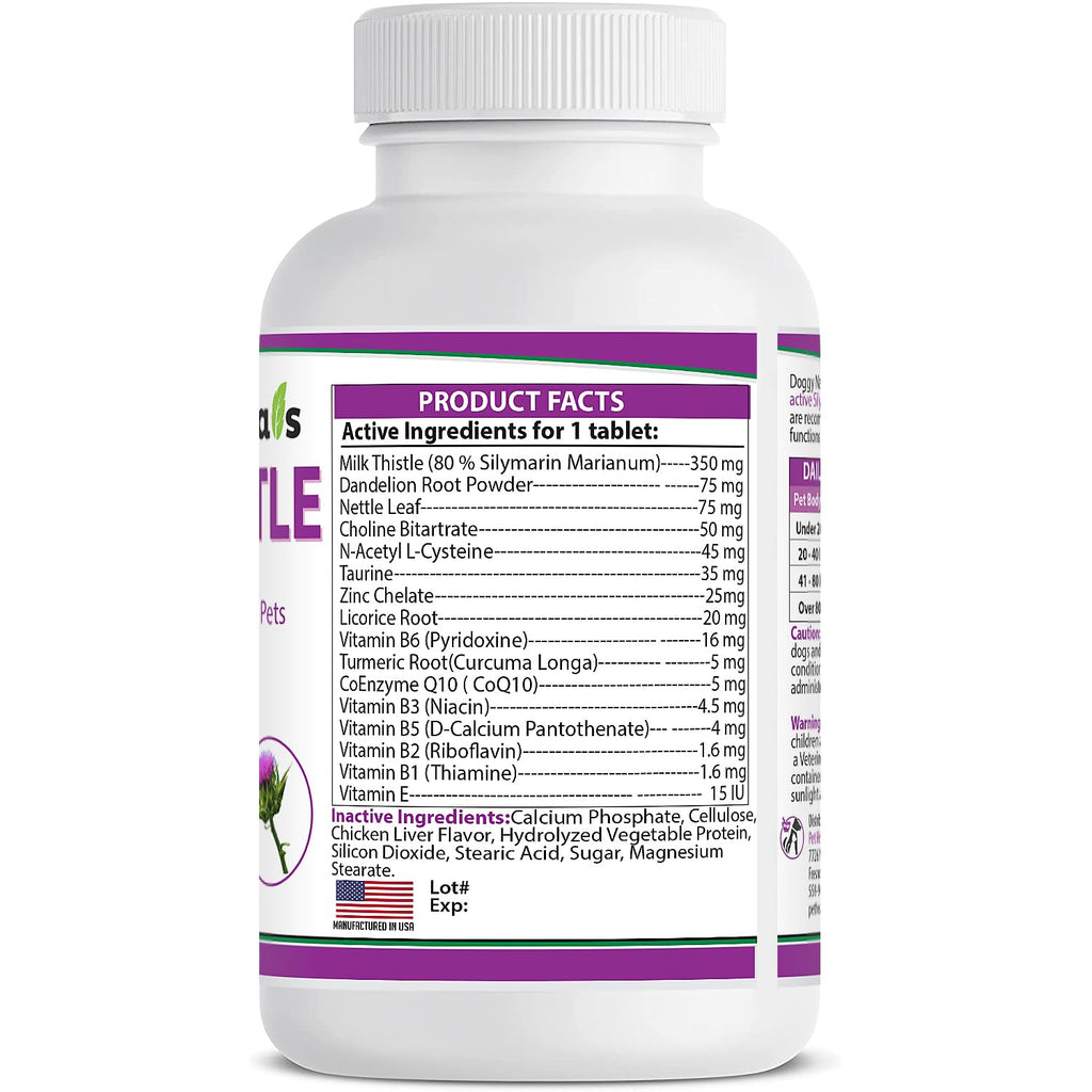 Milk Thistle Liver Health Supplement for Dogs 120 tabs O2432