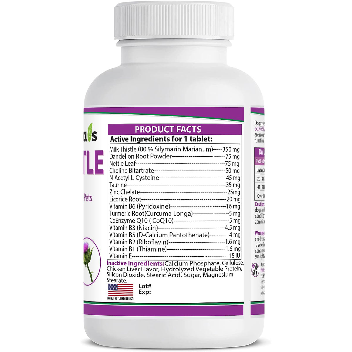 Milk Thistle Liver Health Supplement for Dogs 120 tabs O2432