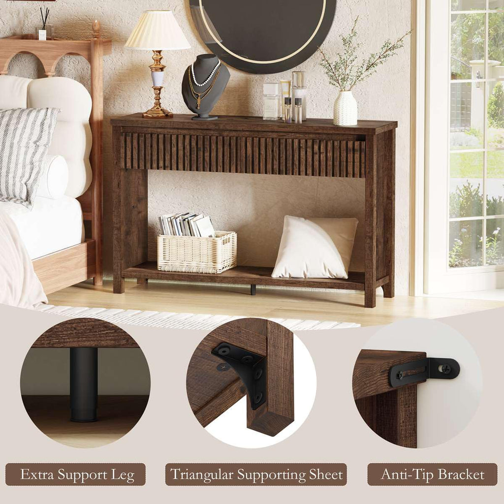 47" Fluted Console Table with Drawers S41095
