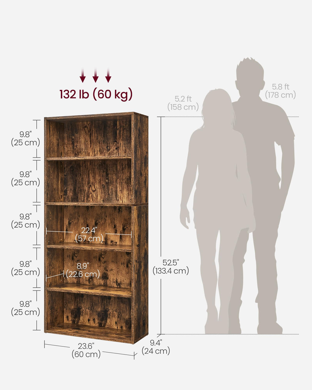 5-Tier Bookshelf Storage Organizer M501