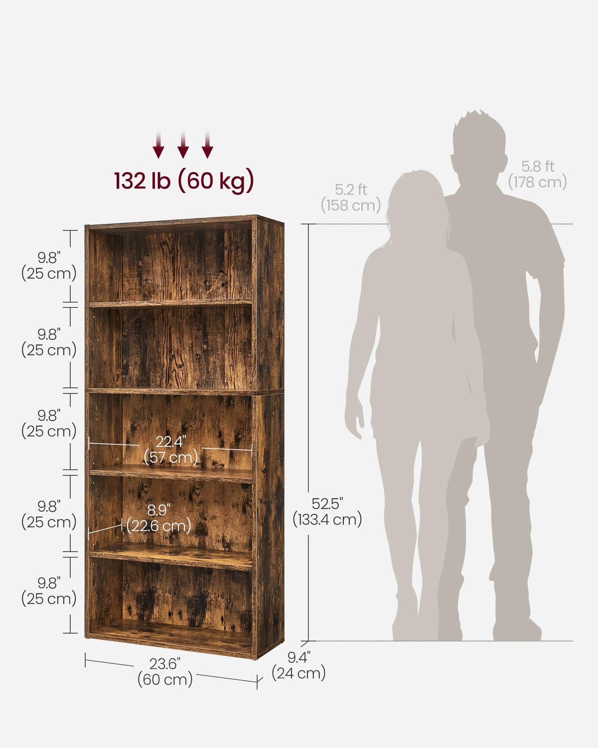 5-Tier Bookshelf Storage Organizer M501