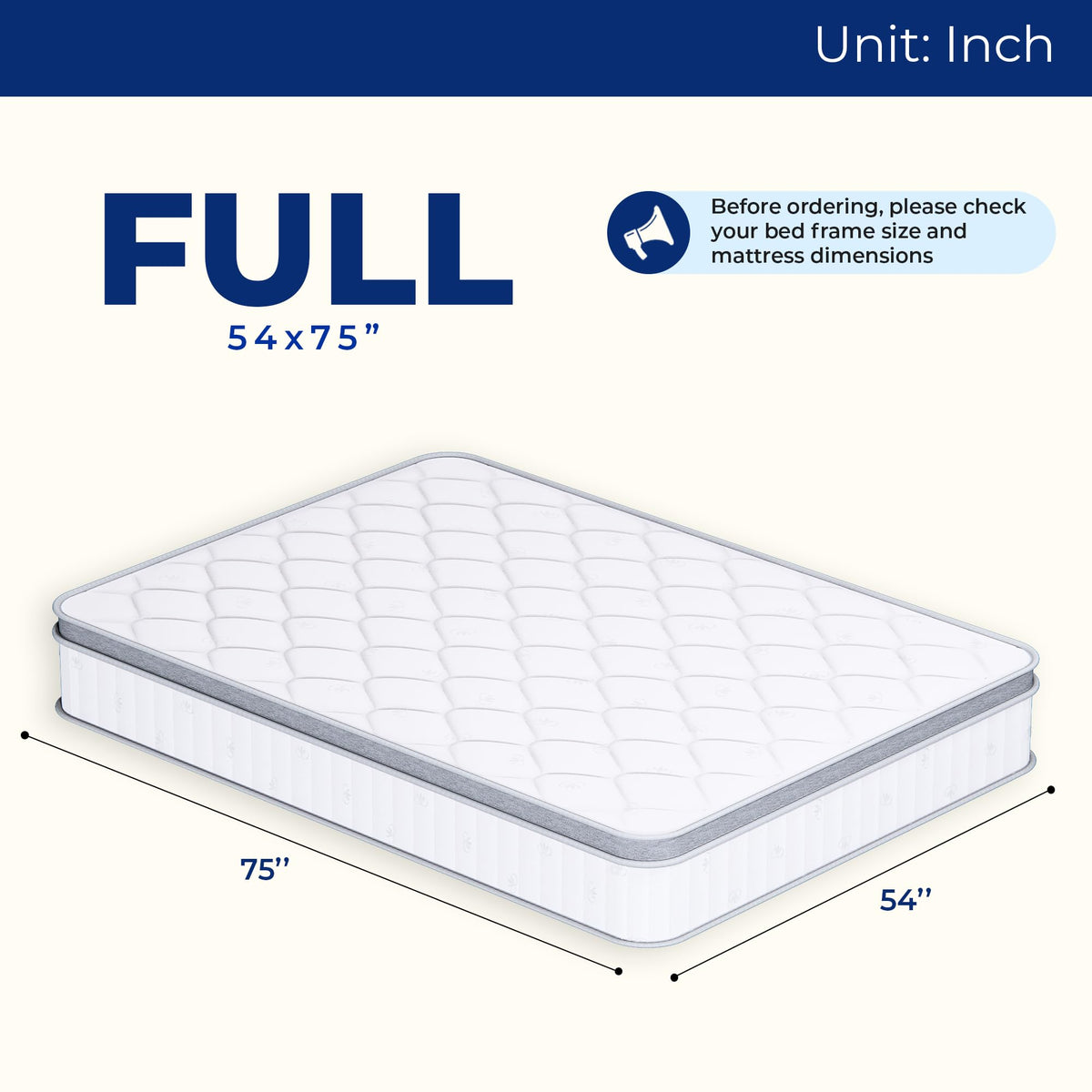 Full Size 10 Inch Hybrid Pocket Spring Mattress B878