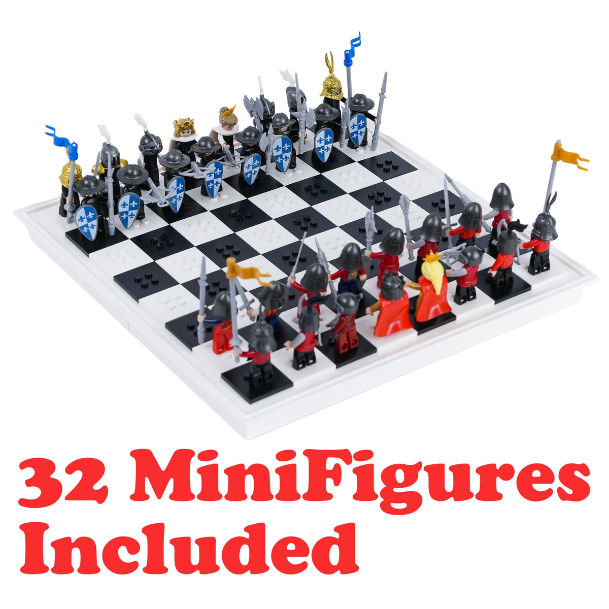 32PCS Medieval Knight Chess Building Blocks Set with Chess Board G404943