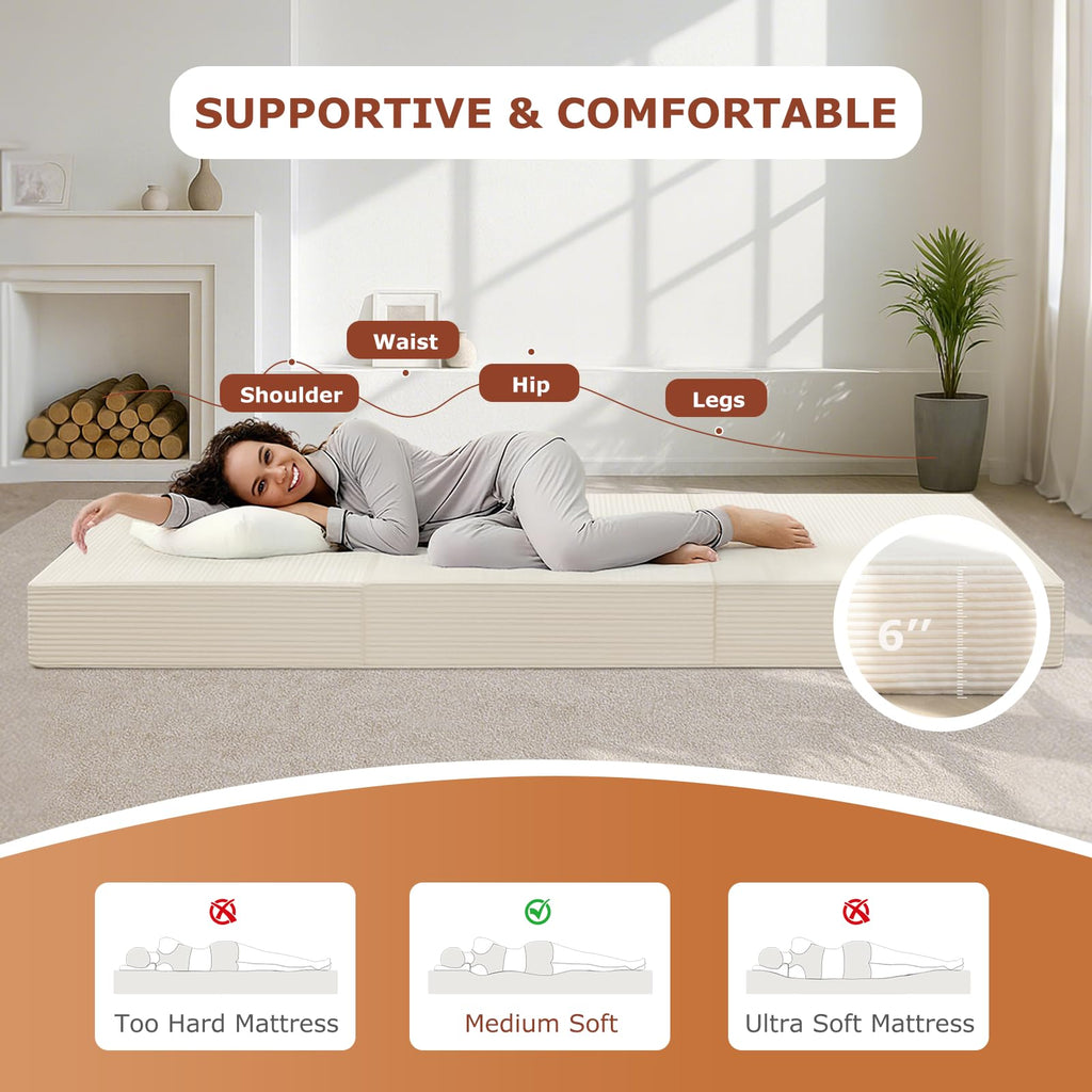 6-Inch Tri-Fold Foldable Mattress K464