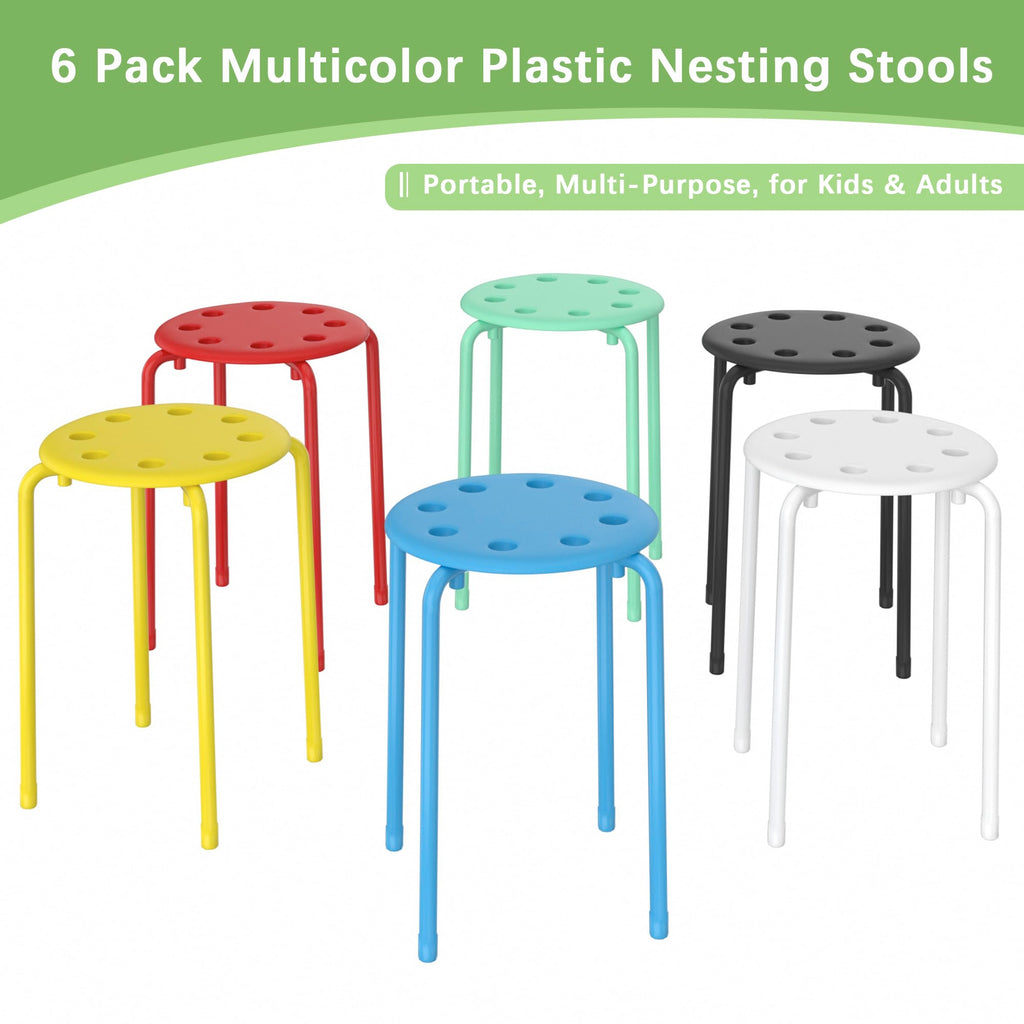 6 Piece Stacking Stools 17.7 Inch Colorful V35970