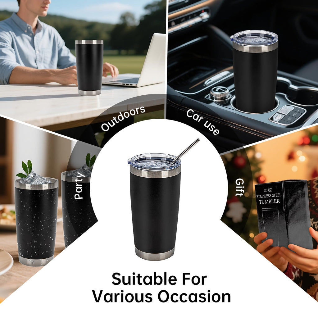 32 Pack 20oz Stainless Steel Insulated Tumblers with Lid & Straw S7548