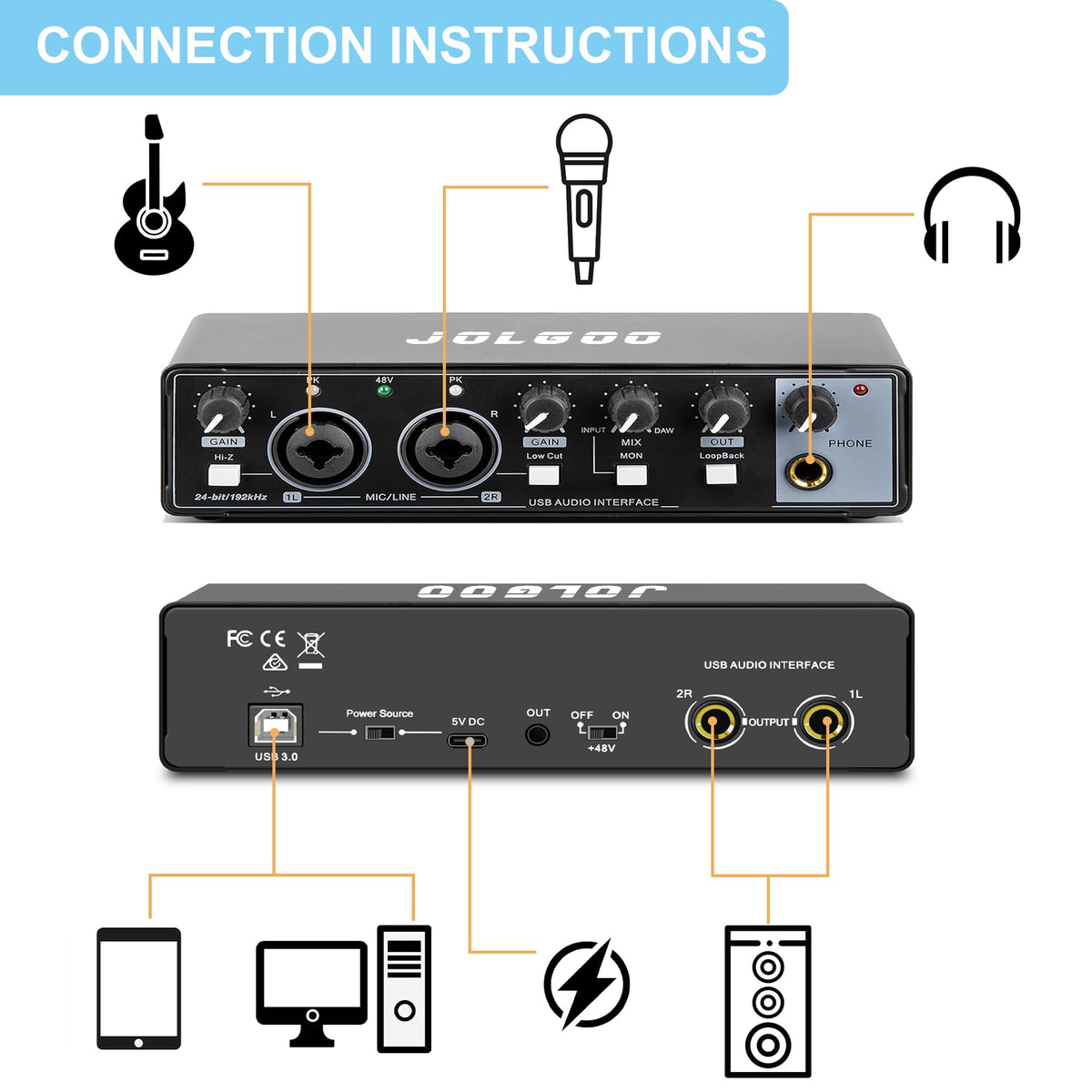 2x2 USB Audio Interface, 24-Bit/192kHz K68976