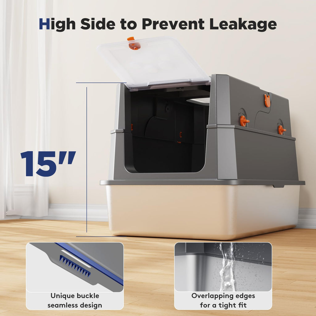 Stainless Steel Enclosed Cat Litter Box with Lid X7362