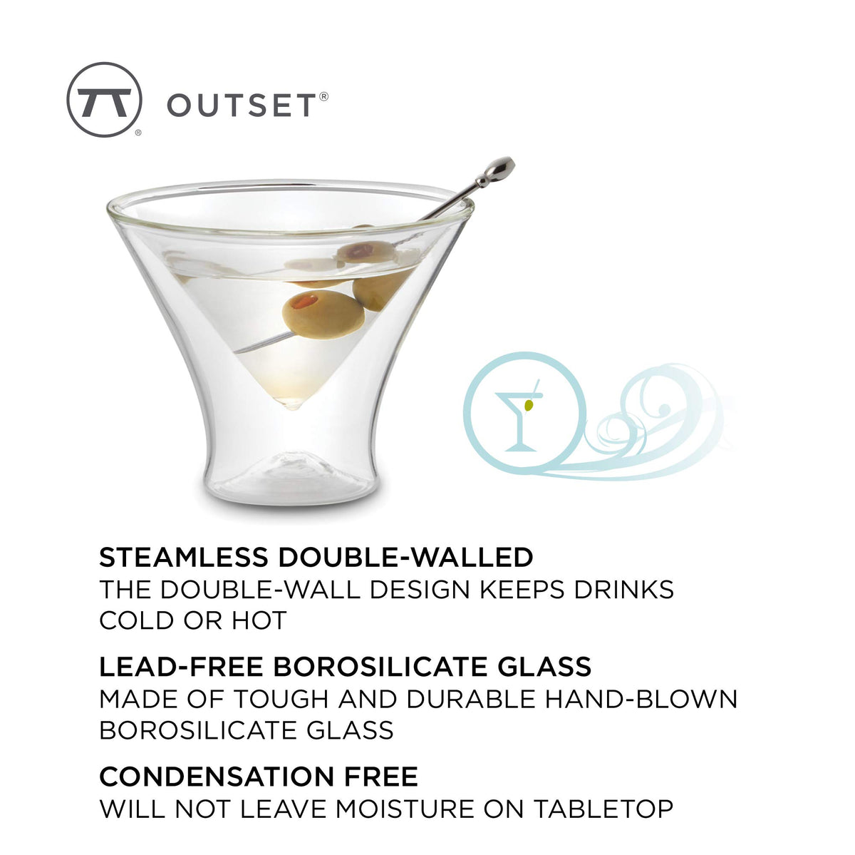 Double Wall Borosilicate Martini Glasses Set of 2 R4639