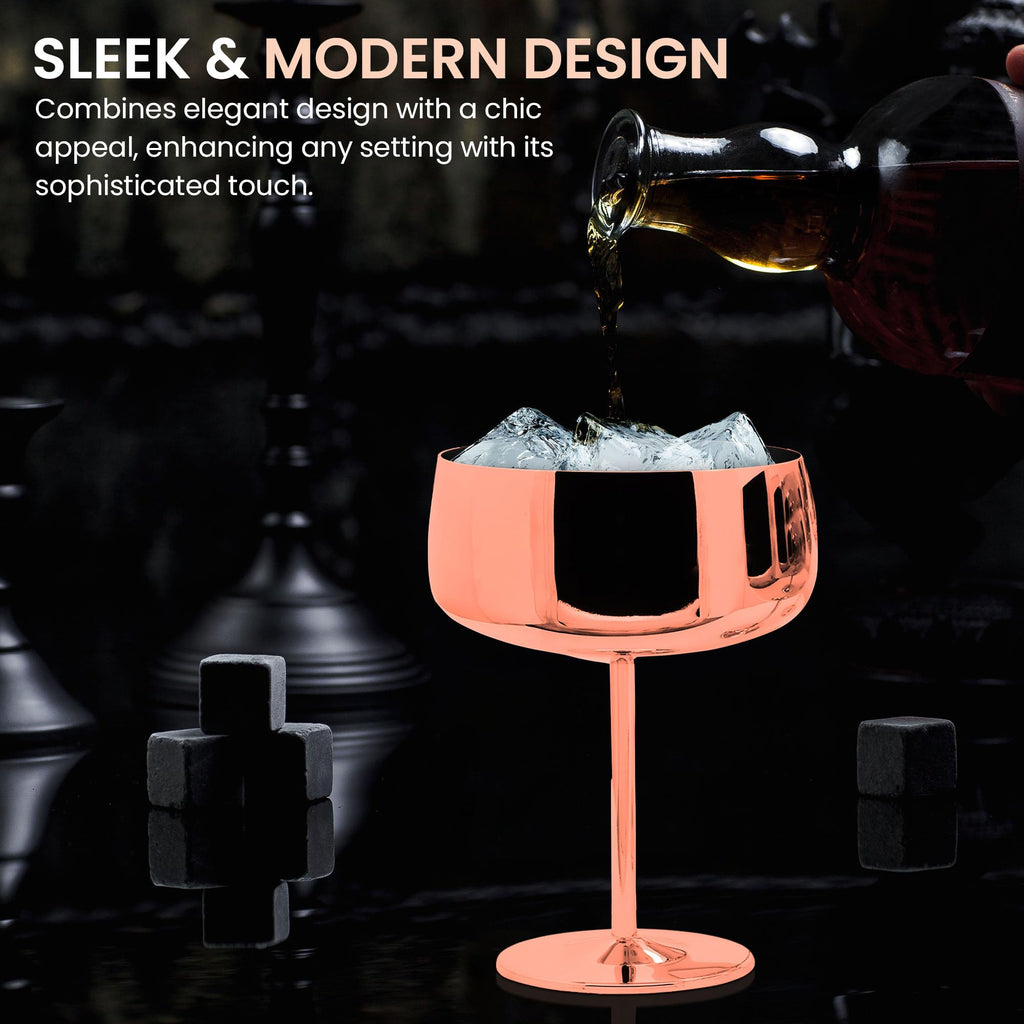 15 oz Stainless Steel Coupe Glasses Set of 4 V3757